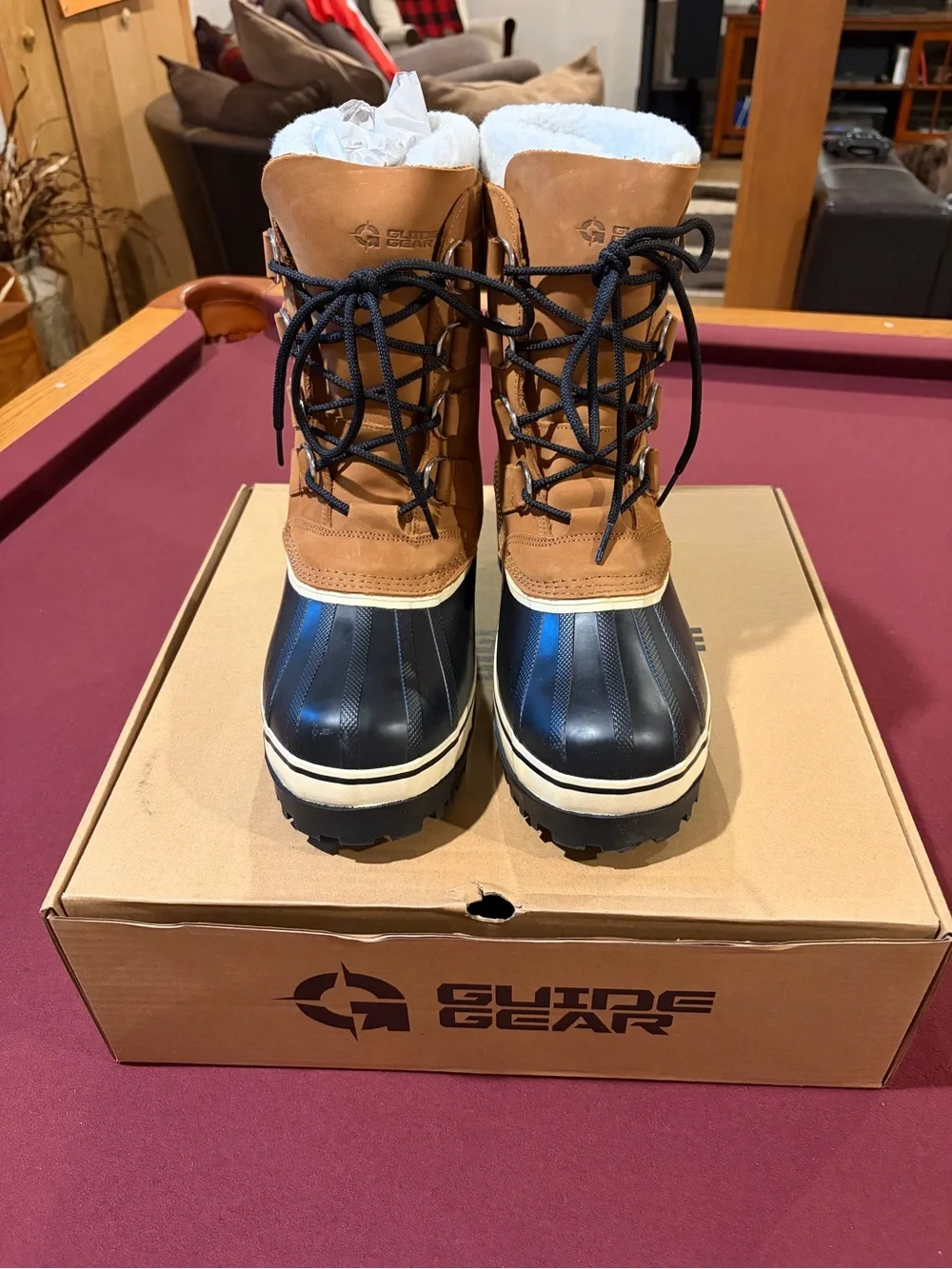 Men's Winter Boots - Brown/Tan with Black Rubber Toe sz 7